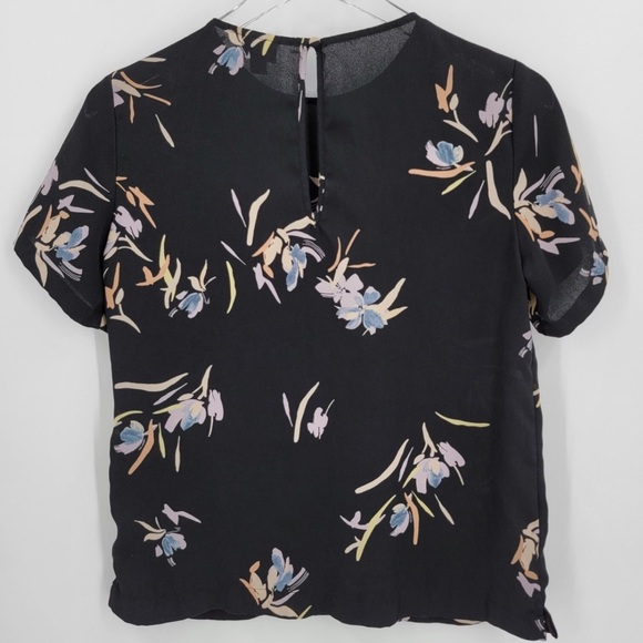 A New Day Black & Multi Floral Printed Short Sleeve Pop Over Top - Picture 2 of 6